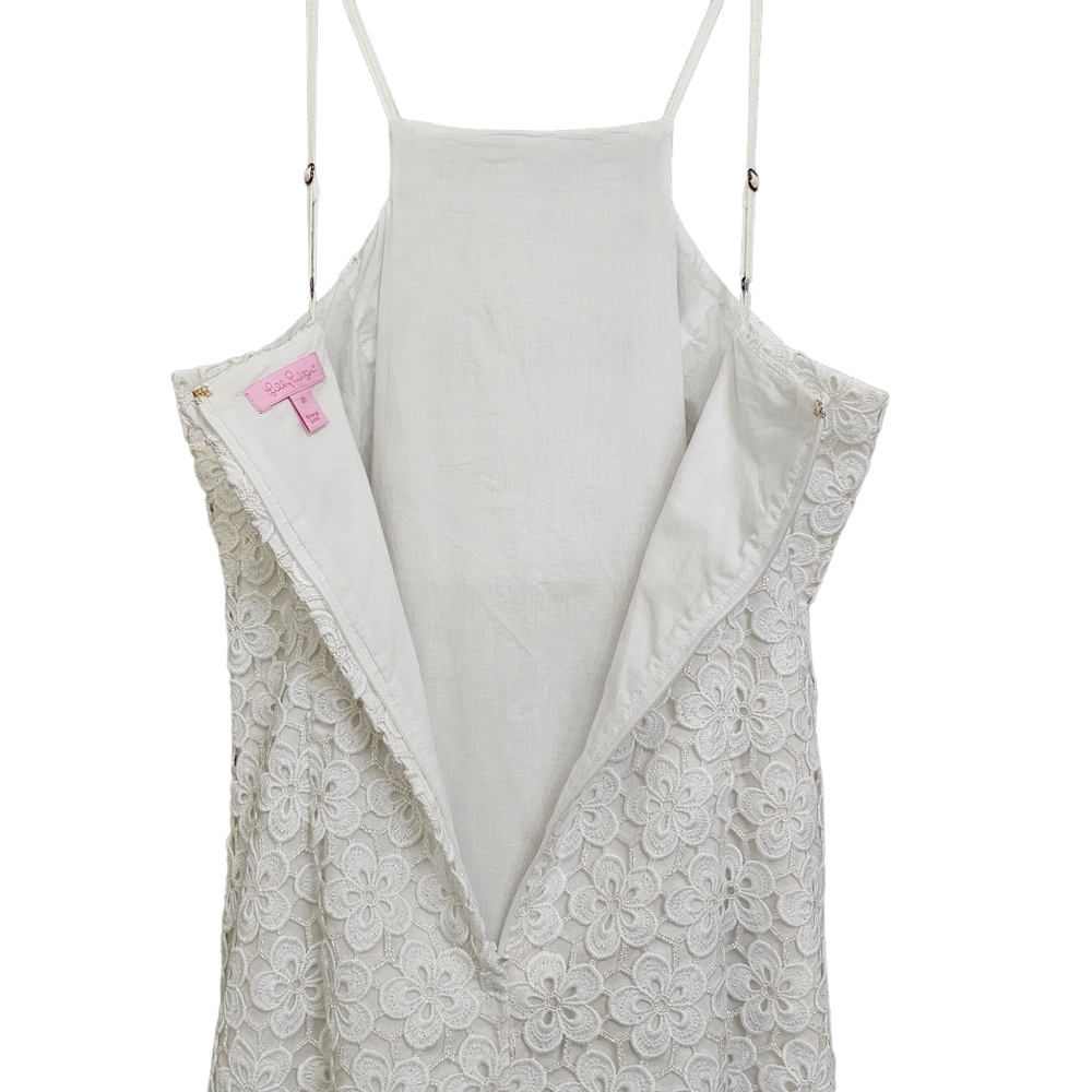 Lilly Pulitzer Katie Cut Out Daisy Resort Irradecent White Floral Lace Dress - Picture 12 of 16
